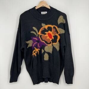 Mason Black Sweater with Floral Design
